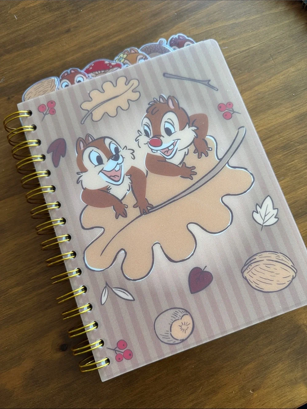 Disney Chip 'n' Dale Fall Leaf Spiral Notebook – Brown & Gold